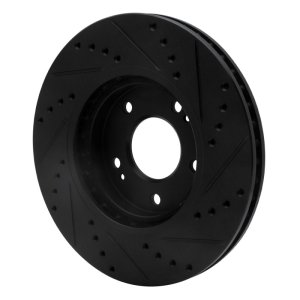 Hyundai Santa Fe Brake Rotor (1) - Front Left - R1 Concepts - Drilled & Slotted - Black - `01-`06